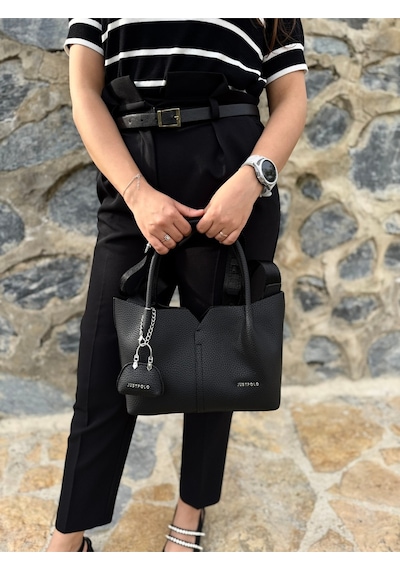 Just Polo Kadın Orijinal Just Polo Yumuşak Deri Ayarlanabilir Askılı Lüks El Ve Omuz Çantası Shoulder Bag Siyah