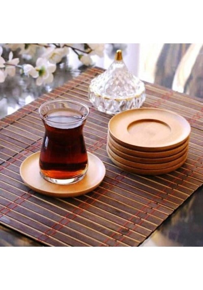 Bambu Yuvarlak Çay Tabağı Bardak Altlığı 6'li Set, Dekoratif Bambu Altlık Genel