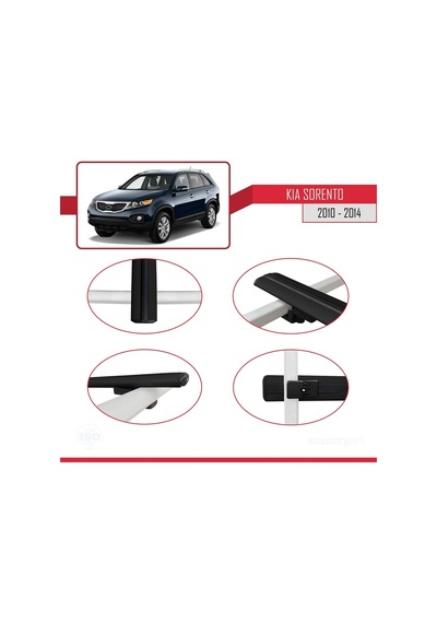Kia Sorento 2010-2014 Arası İle Uyumlu Basic Model Ara Atkı Tavan Barı Siyah 3 Adet