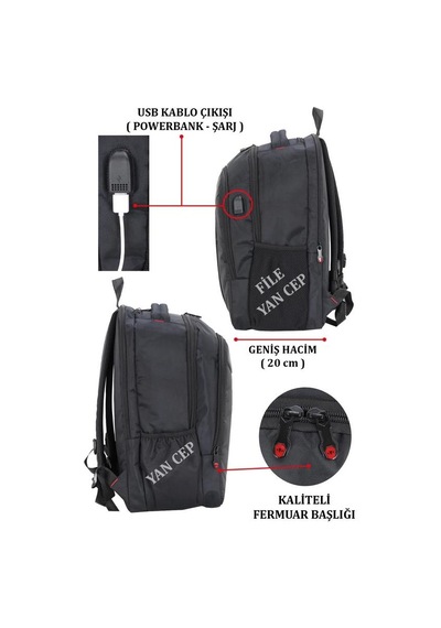 15.6" Usb Şarj Girişli Akıllı Sırt Çantası