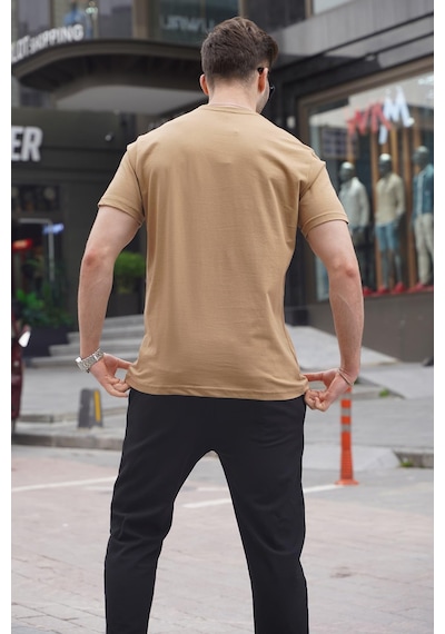 Madmext Kapuçino Regular Fit Basic Erkek Tişört 6131-kapuçino Bej