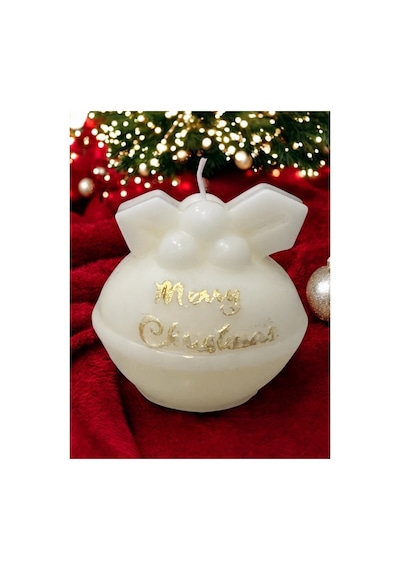 4 Lü Beyaz Yuvarlak Chrismas Top Mum 7,6 Cm Çap 8 Cm Yükseklik