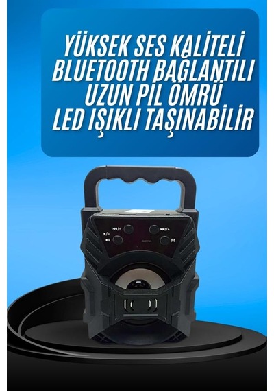 Işıklı - 586 - Bluetooth Hoparlör Ses Bombası Tnabilir Yüksek Ses Kaliteli - Muratech - Radyo Özelliği