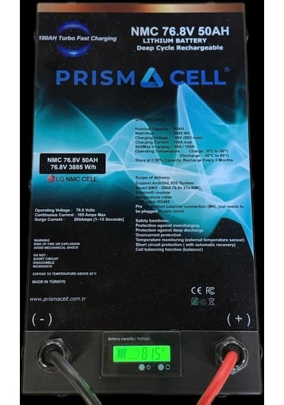 Prismacell 72 Volt 50ah Lityum Nmc Akü Elektrikli Araba Yuki Amy Motor Bataryası