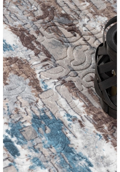 Raschel Carpet Mavi-kahve Emboss Çökme Kalın Yumuşak Kaymaz Özel Taban Halı Yolluk