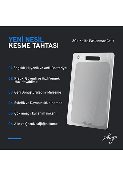 Tasarımlı 304 Paslanmaz Çelik Kesme Tahtası 3lü Set Saklama Kılıfı Kesme Tahtası Ve Silikon Kaydırmaz Mat 1 5 Diğer