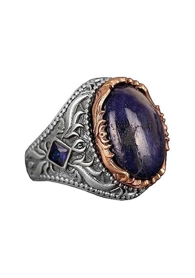 El Yapımı Sterlin Gümüş Erkek Yüzük Gerçek Doğal Cabochon Safir Taşı Şık Ve Zamansız Tasarım Gümüş