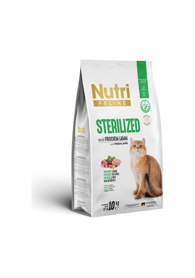 Nutri Feline Kuzulu Tahılsız Kısırlaştırılmış Yetişkin Kedi Maması 10 Kg