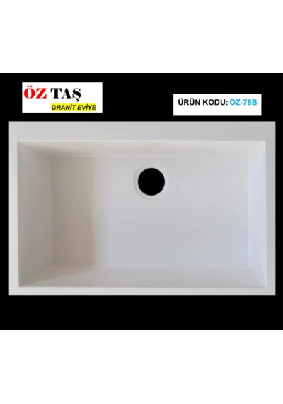 Öztaş ÖZ-78b Granit Mutfak Eviye Beyaz Tek Gözlü 50 x 78 CM
