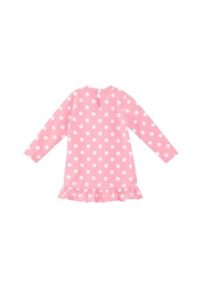 Ayıcık Kız Bebek Puantiyeli Pembe Elbise