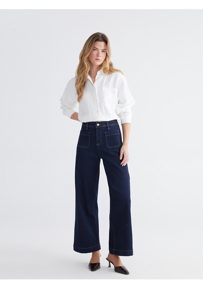 Lcw Studıo İndigo Wideleg Kadın Jean Pantolon