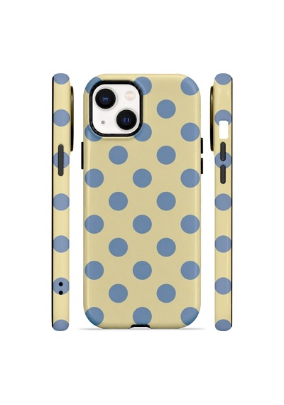 Velvoria Valestra Krem Mavi Puantiye Apple iPhone Uyumlu 14 Plus Darbe Korumalı Kılıf Valestra Select - Krem Mavi Puantiye