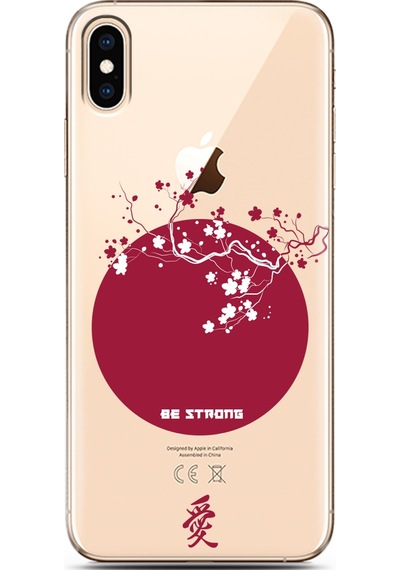 Apple Uyumlu iPhone Xs Max Sakura Strong Tasarımlı Süper Şeffaf Telefon Kılıfı Çok Renkli
