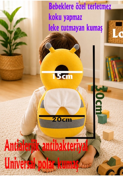 Teknor Bebek Kafa Koruma Yastığı Arı Model 20x30 Ebat Sarı-gri