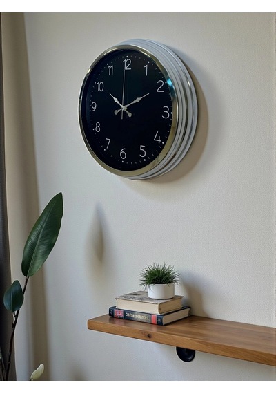 Zentime Dekoratif Ve Şık 40 Cm Krom Metal Duvar Saati Çok Renkli