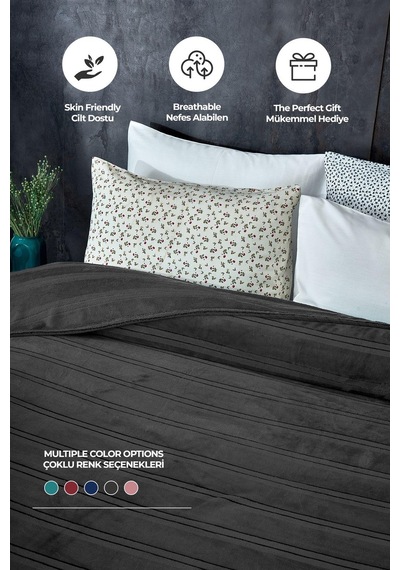 Evlen Home Mayer Supersoft Yumuşak Tek Kişilik Battaniye Yatak Örtüsü 150x230 Cm Antrasit Antrasit
