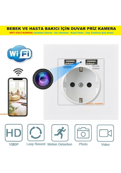 Bebek Ve Hasta Bakıcı Için Duvar Priz Güvenlik Kamera