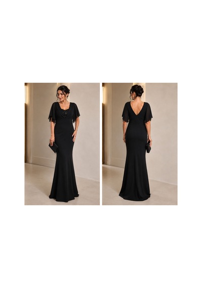 Gül&can Butik Siyah Şık Balık Form Abiye Elbise Siyah