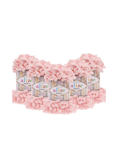 5 Adet El Örgü Ipliği Puffy 5'li Paket - 340 Pudra Pembe - 100 Gr. 9 Mt. Parmak Örgü Ipi