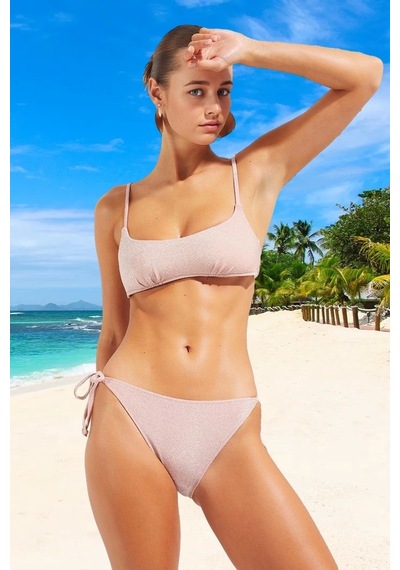 Ersefa Tasarım Bikini Takımı Klora Dayanıklı Su Sporları İçin Şık Detayl Pudra