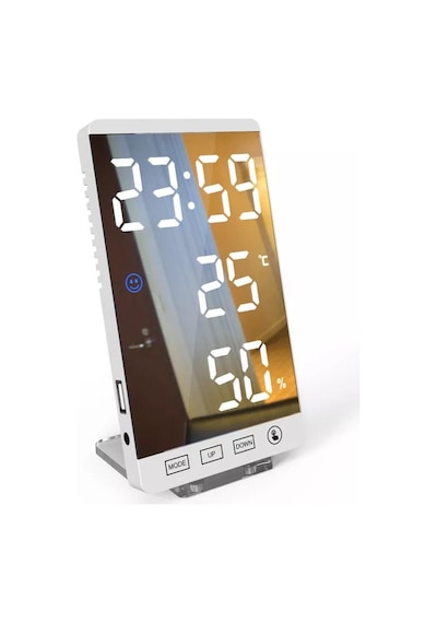 UpWay 6 inç Dijital Aynalı LED Ekran Masa Saati Alarm Sıcaklık Ne