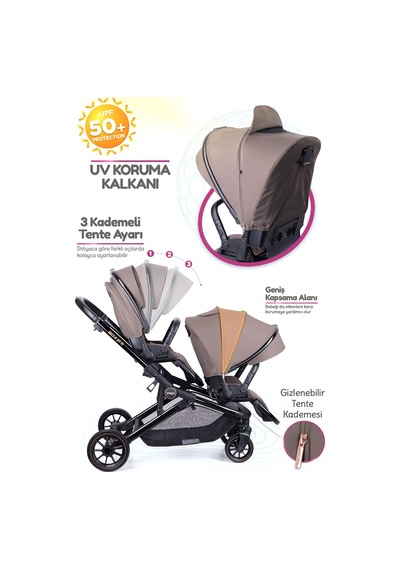 Prego İbiza New Pro İkiz Bebek Arabası Kahve