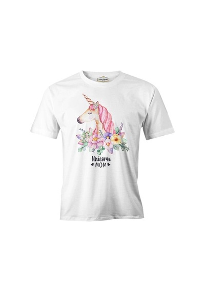 Unicorn Mom Pink Anneler Günü Beyaz Unisex Tshirt