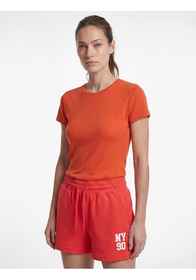 Koton Slim Fit Kısa Kollu Bisiklet Yaka Viskon Spor Tişört Turuncu 6sak10346nk