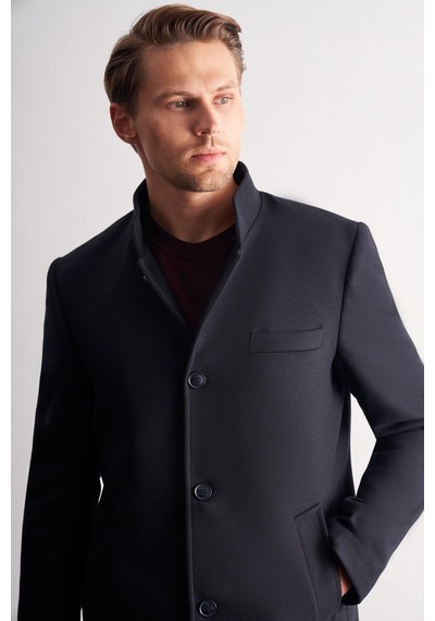 İmza Koyu Lacivert Hakim Yaka Classic Slim Fit Esnek Kaban 1008255162 Koyu Lacivert