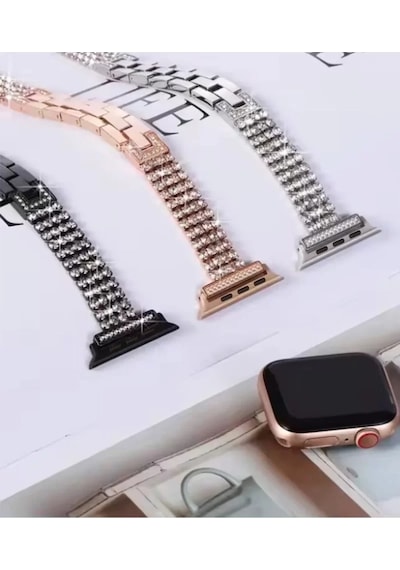 Newface Apple Watch 38mm Live Taşlı Kordon - Siyah