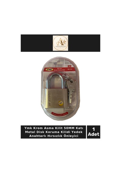 Ymk Krom Asma Kilit 50mm Katı Metal Disk Koruma Kilidi Yedek Anahtarlı Hırsızlık Önleyici