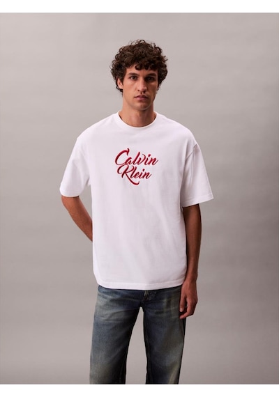 Calvin Klein Ck Lv04rd801g Ss 16s Sn Cursıve Calvın Graphıc Erkek Tshırt-10585 Siyah
