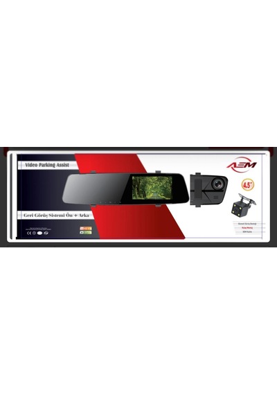 Aempart Araç Ön Ve Arka Kameralı İç Dikiz Aynası Dvr 4.5 İnc Ekran Kayıtlı Aem