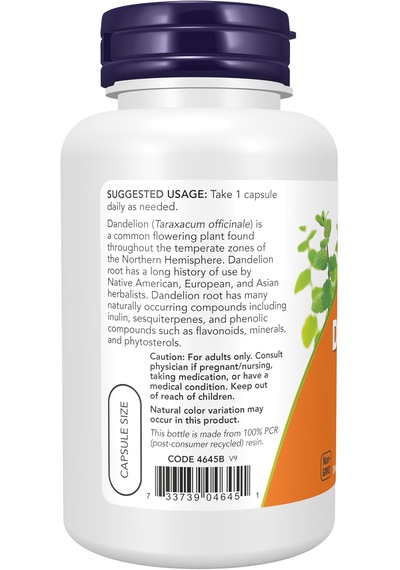 Now Foods Dandelion Root 500 Mg 100 Veg Capsules Usa Menşeii Dmmedicineden Orijinal