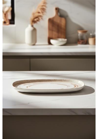 6'lı Toledo Oval Kayık Tabak 30cm Dijital Costa Rinart Krem