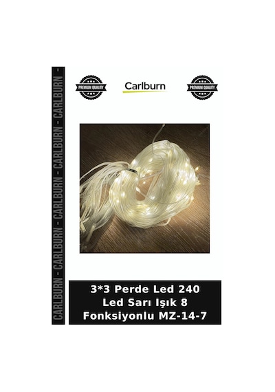 3 3 Perde Led 240 Led Sarı Işık 8 Fonksiyonlu Mz-14-7 Salon Işığı Ev Dekoru