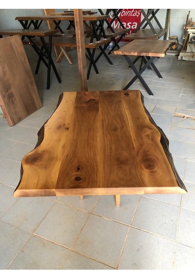 Bintaşmobilya Doğal Ceviz Ağacı Kütük Masa Üstü Tablası 130X85.Cm