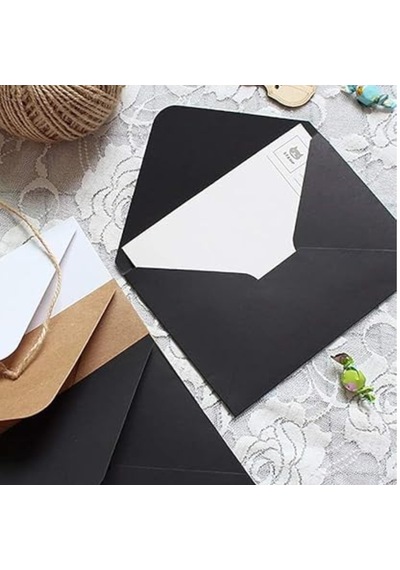 Siyah Davetiye Zarfı, Dayanıklı Mat Tebrik Kart Ve Mektup Zarfı Seti, 50 Adet, 13x18 Cm - 140 Gr