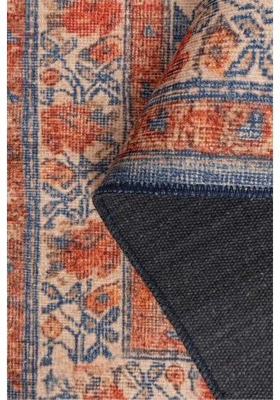 Foldy Vintage Desenli Dokuma Taban Dekoratif Lacivert Halı Fl 29