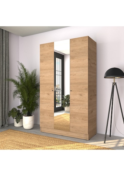 Trendline 3 Kapaklı Aynalı Gardırop-florida Meşe 120x207x53 Cm Kahverengi
