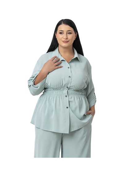 Disentis Büyük Beden Beli Lastik Büzgü Detaylı Gömlek Pantolon Mint Yeşili İkili Takım Mint Yeşili Disentis Büyük Beden Beli Lastik Büzgü Detaylı Gömlek Pantolon Mint Yeşili İkili Takım Mint Yeşili
