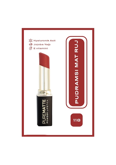 Pure Matte Powder Lipstick No: 118- Pudralı Mat Ruj
