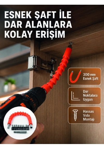 12 Parça Esnek Bits Uç Seti 300 Mm Esnek Şaftlı Tornavida Uç Seti 32925400
