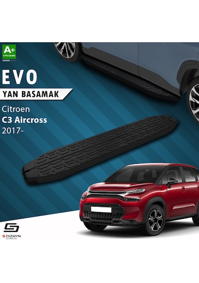 S-dizayn Citroen C3 Aircross Evo Siyah Yan Basamak 183 Cm 2017 Üzeri