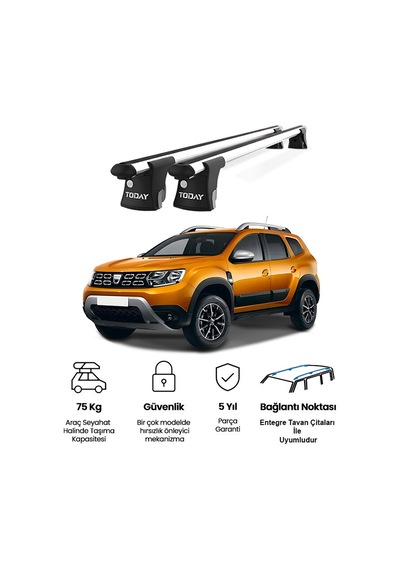 Trio-ı Dacia Duster 2018 Ve Sonrası Uyumlu Kilitli Ara Atkı 120cm Port Bagaj Tavan Barı