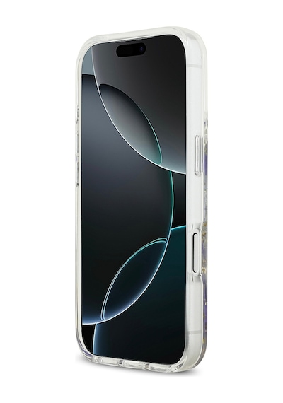 Apple Uyumlu iPhone 17 Pro Kılıf Guess Lisanslı M-safe Şarj Özellikli Transparan Resin Flowers Kapak Mor Mor