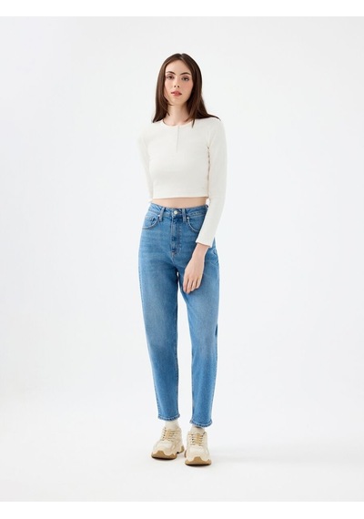 LOFT Mom Slim Fit Kadın Pantolon Lf2038773 Q1.v1 Denim