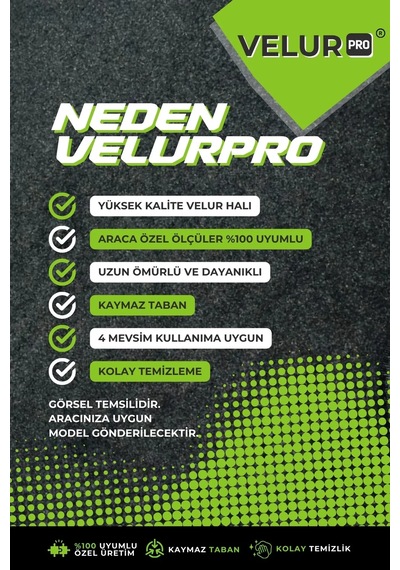 Velurpro Peugeot 307 2001-2014 Araca Özel Velur Halı Paspas