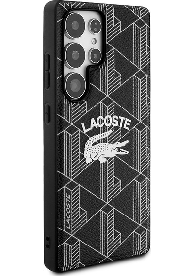 Galaxy S25 Ultra Kılıf Lacoste Uyumlu Lisanslı Magsafe Şarj Özellikli Mono Vintage Logo Kapak Siyah