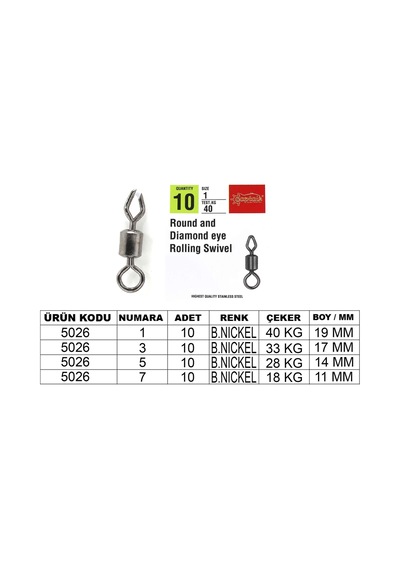 Captain 5026 Elmas Diamond Fırdöndü 10lu Paket Black Nikel Standart - 3